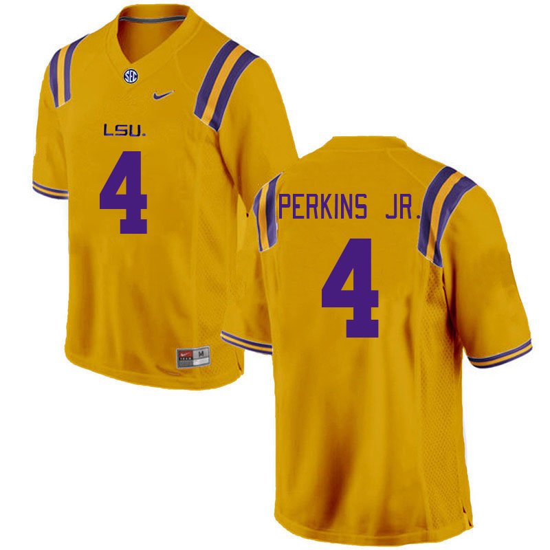 Men #4 Harold Perkins Jr. LSU Tigers College Football Jerseys Stitched-Gold